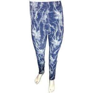 Women Blue/White Lightning Leggings for Girls